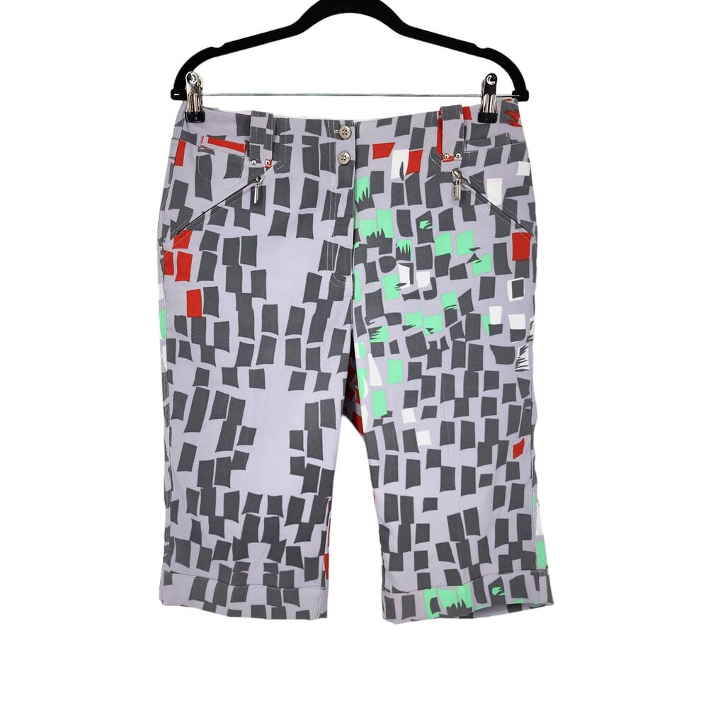 Jaime Sadock High Rise Golf Pickleball Capri Pants Retro Gray Stretch Size 8